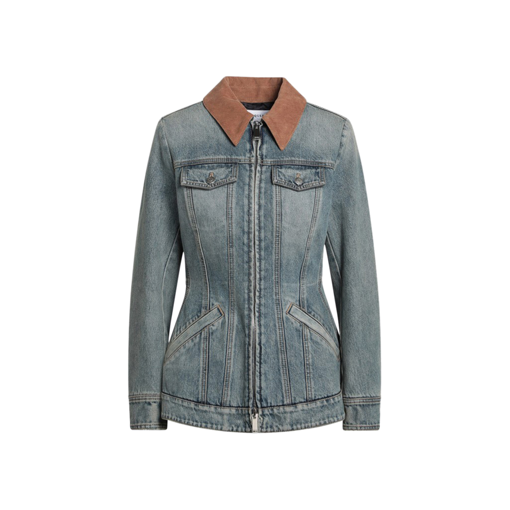 ALEXANDER MCQUEEN Ruffles Denim Jacket-1