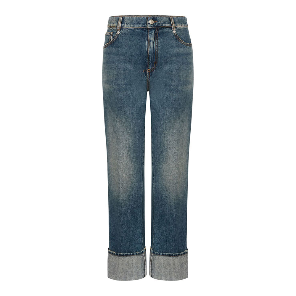 ALEXANDER MCQUEEN Turn-Up Hem Straight-Leg Jeans-1