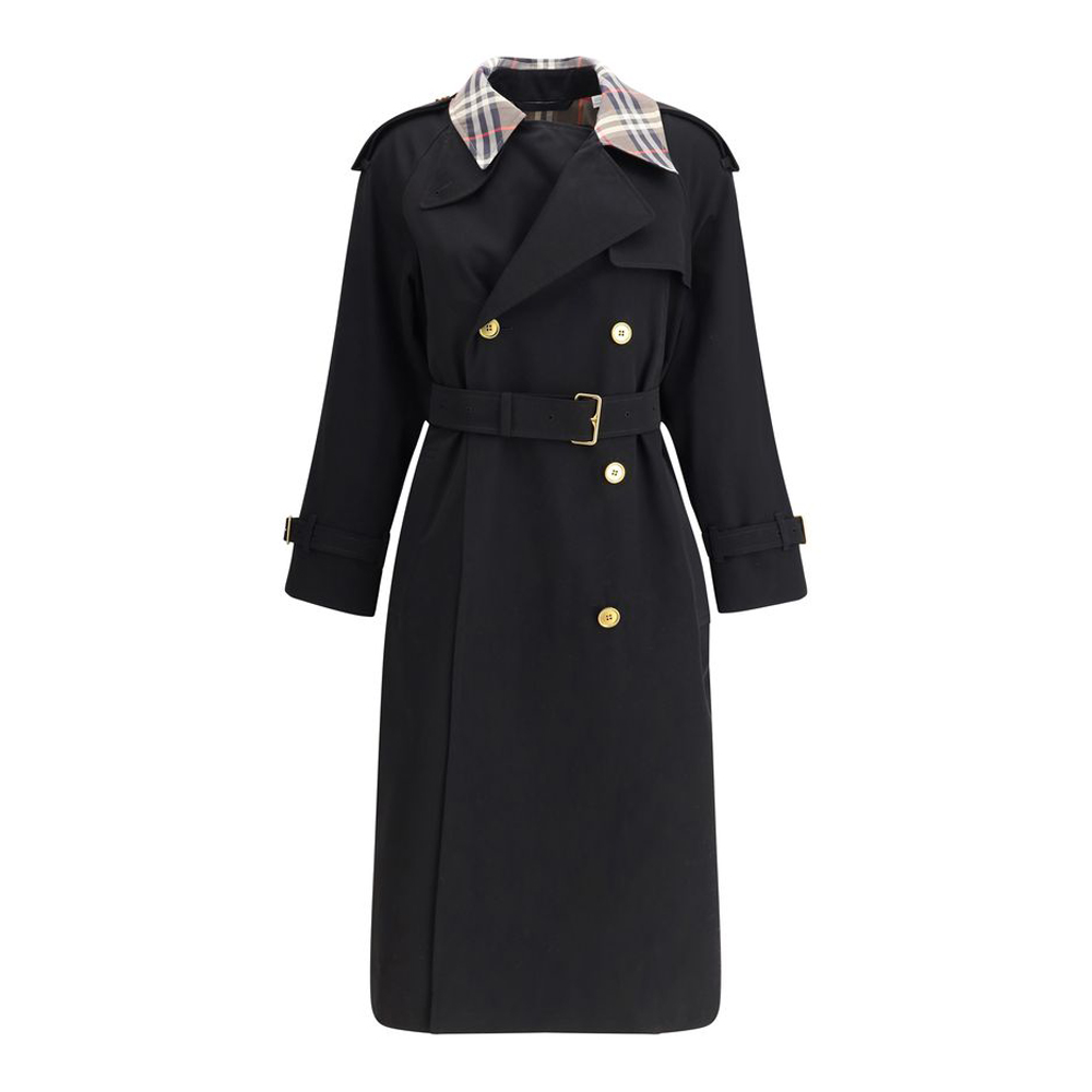 Burberry Castleford long Trench Coat with Check collar-1