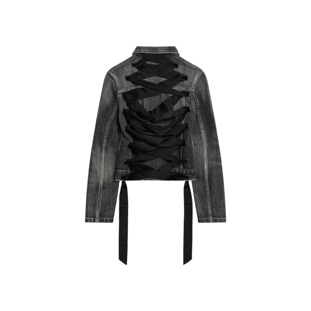 BALENCIAGA Lace Dark Grey Denim Jacket-2