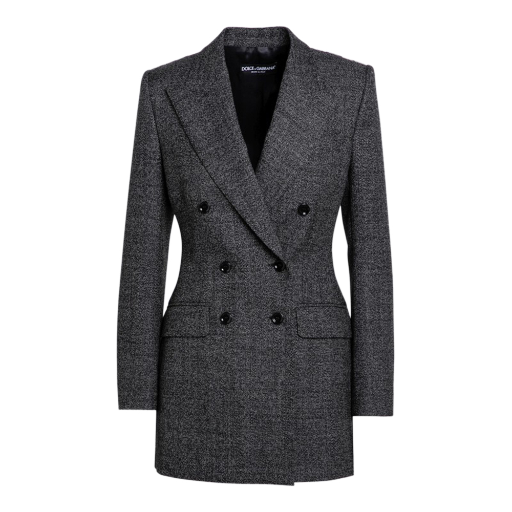 DOLCE & GABBANA Anthracite Tweed Double-Breasted Jacket-1