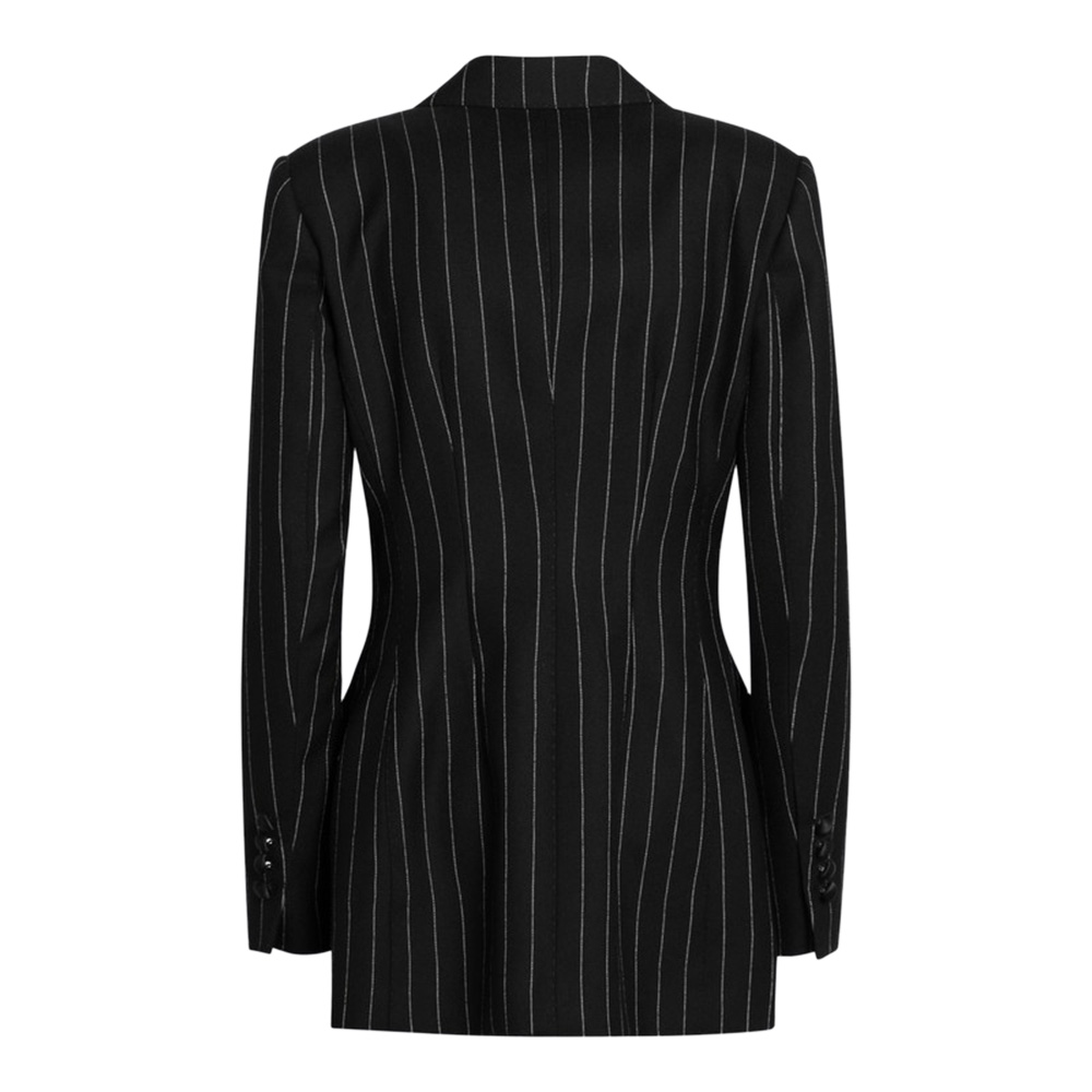 DOLCE & GABBANA Double-Breasted Black Pinstriped Jacket-2