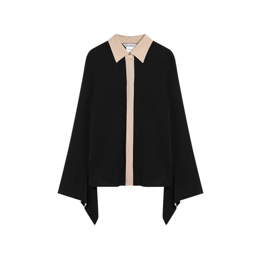 MAX MARA Black Silk Colour-Block Shirt-1