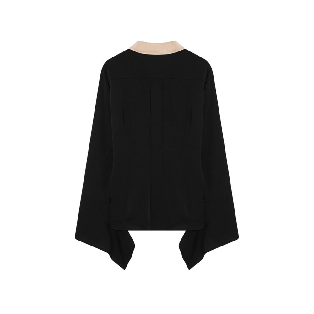 MAX MARA Black Silk Colour-Block Shirt-2