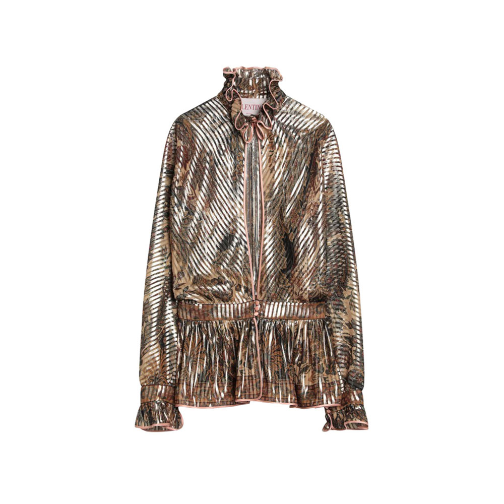VALENTINO Loose Pleated Silk-Blend Shirt-1