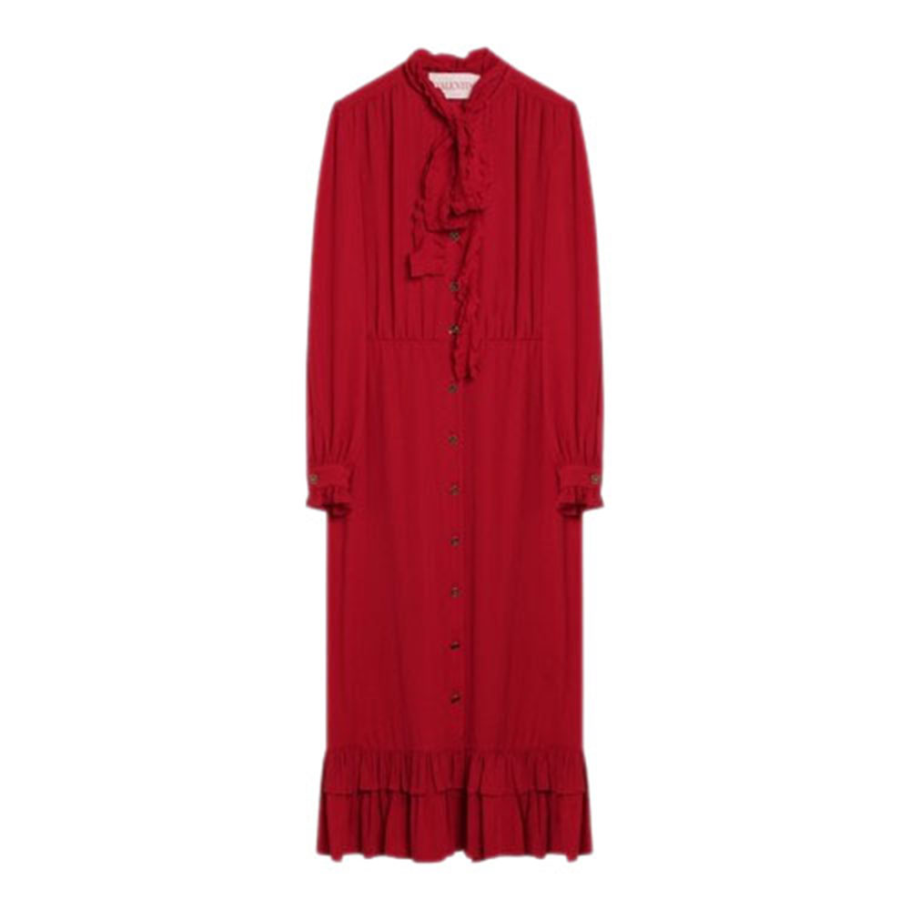 VALENTINO Ruffled Red Dress-1