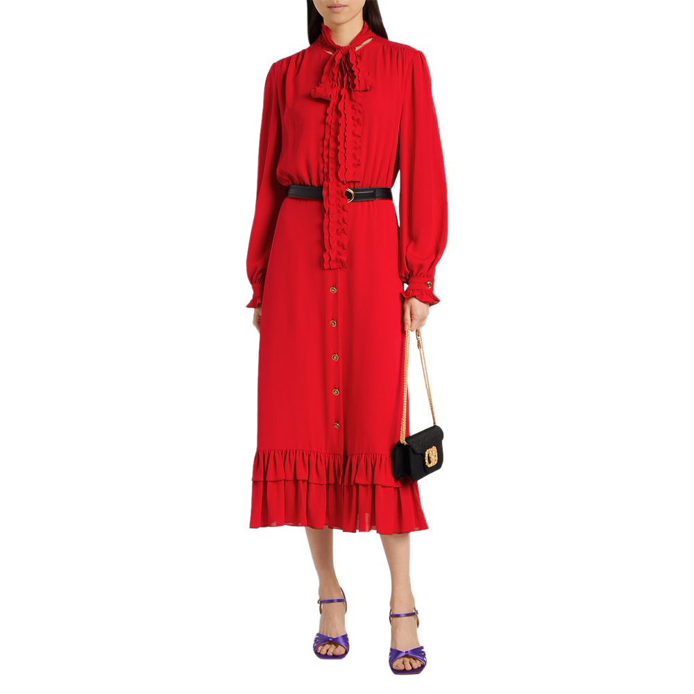 VALENTINO Ruffled Red Dress-3