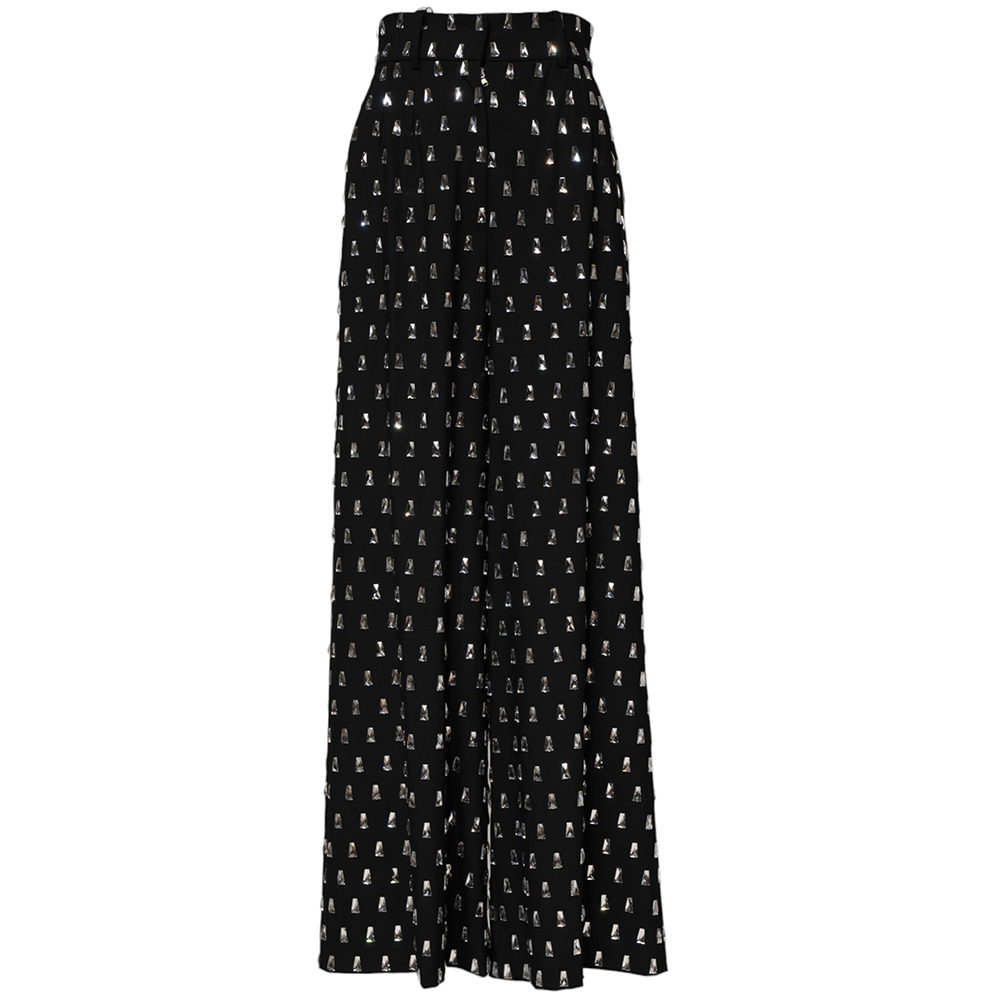 Dolce & Gabbana Black Crystal Embellished Wide Leg Pants-1