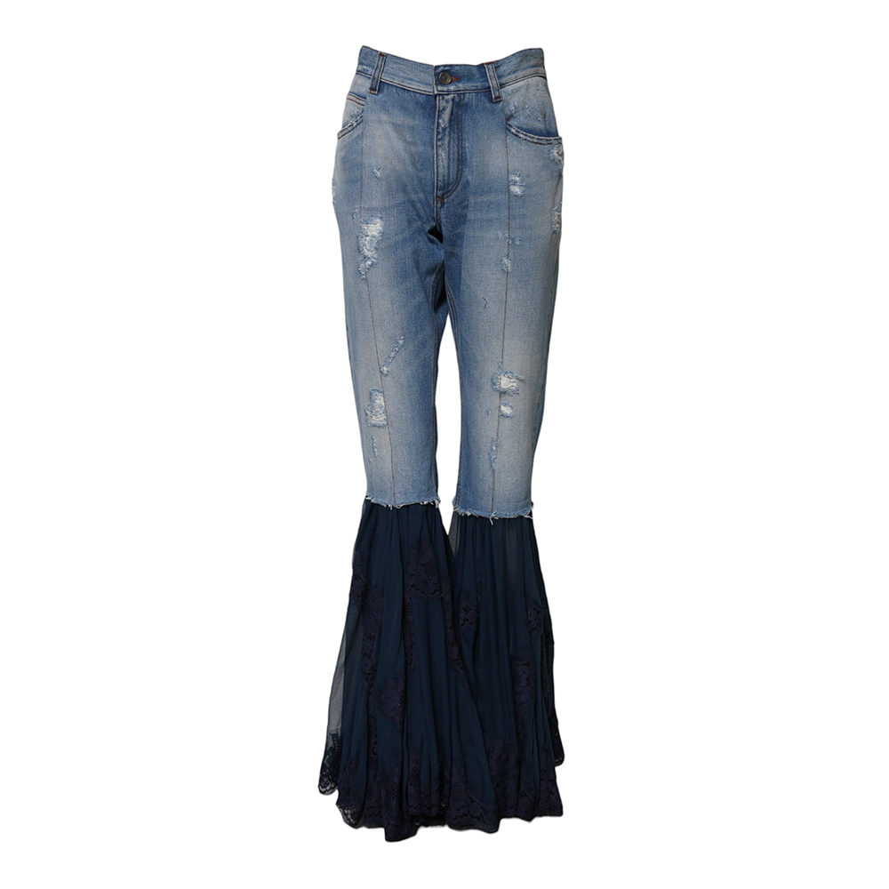 Dolce & Gabbana Blue Cotton High Waist Flared Denim Jeans-1