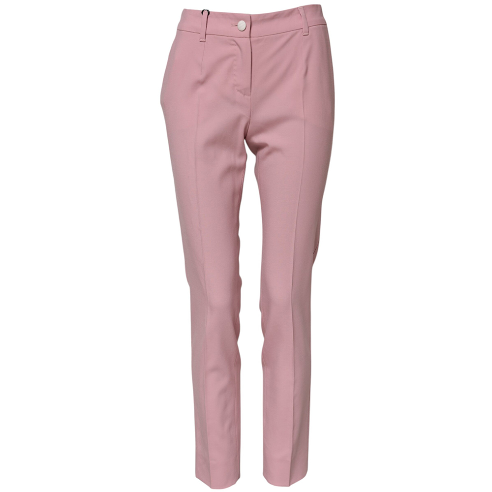 Dolce & Gabbana Pink Wool High Waist Tapered Pants-1