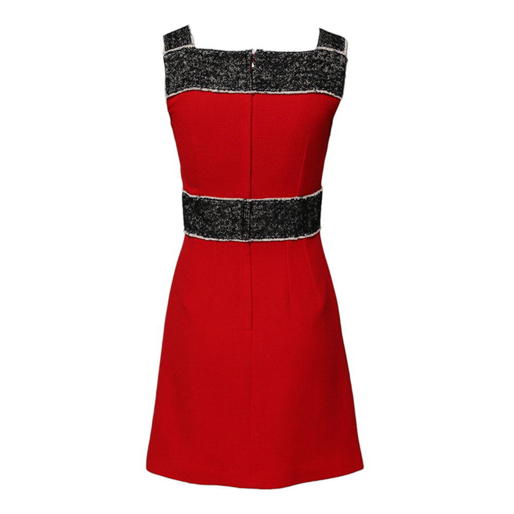 Dolce & Gabbana Red Wool Sleeveless A-line Flared Mini Dress-2